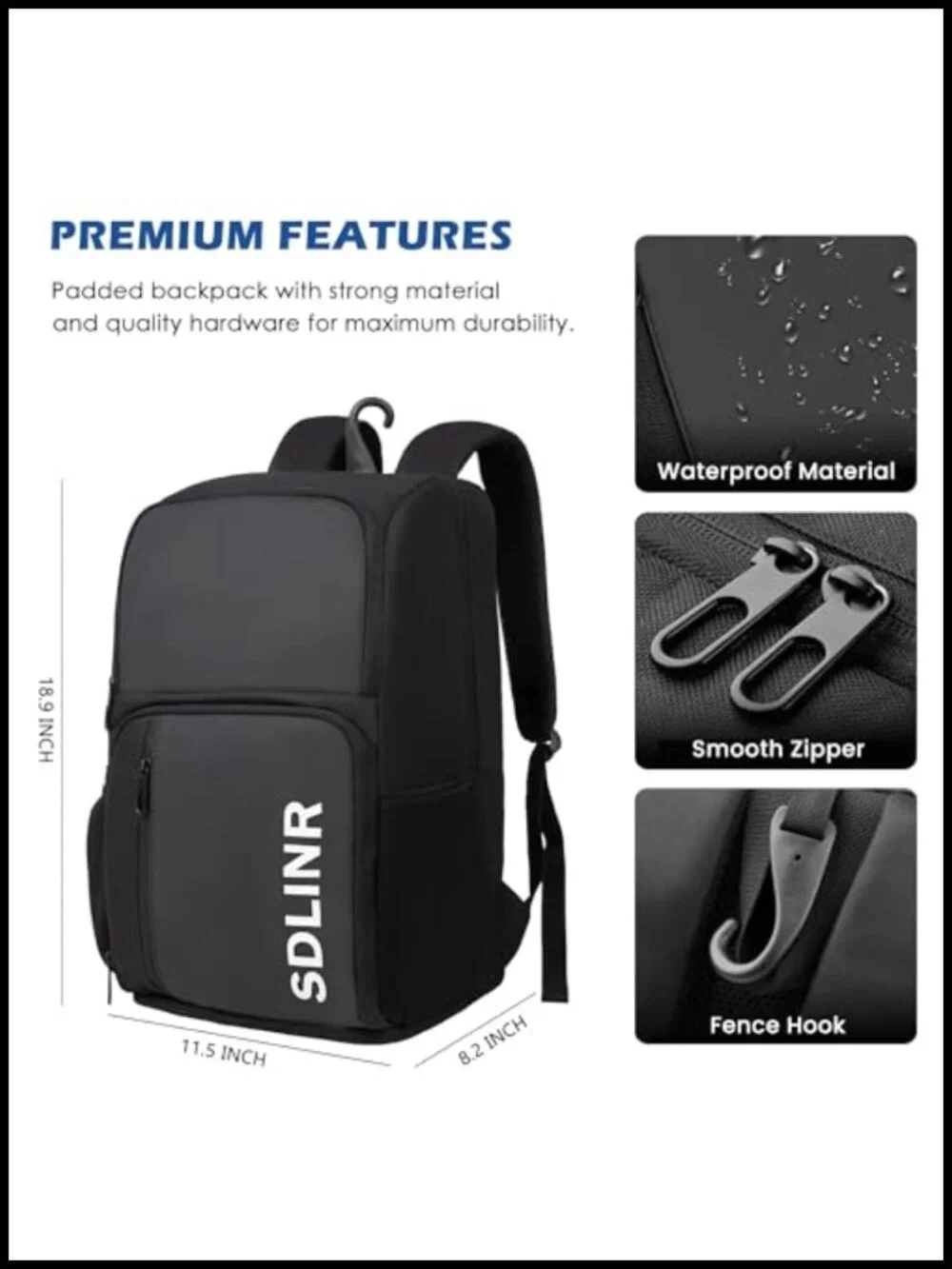 Large Pickleball Backpack Fits 4+ Paddles, Separate Shoe Compartment,